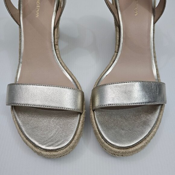 Stuart Weitzman Teddi Wedge Womens 8.5 Metallic Gold Espadrille Sandal NEW - Picture 5 of 13